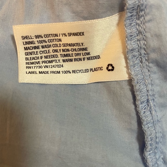 Sandy Liang Blue and white seersucker Gingham Button-Down 3/4 sleeve Dress XS - Picture 8 of 11